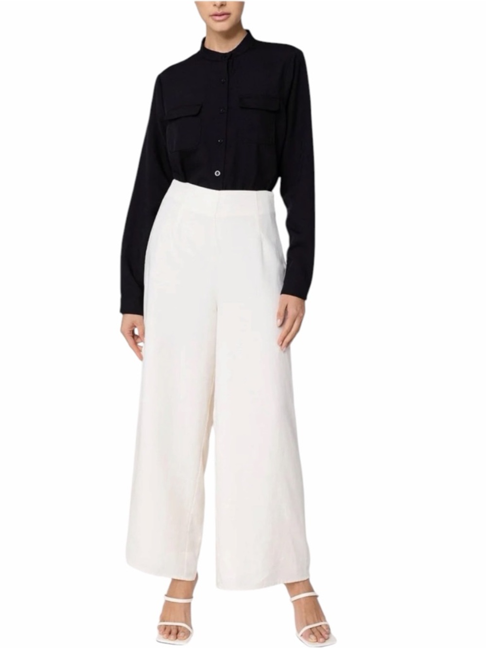 NWT Veiled New York Basma Linen Wide Leg Pants in Off White Size Medium